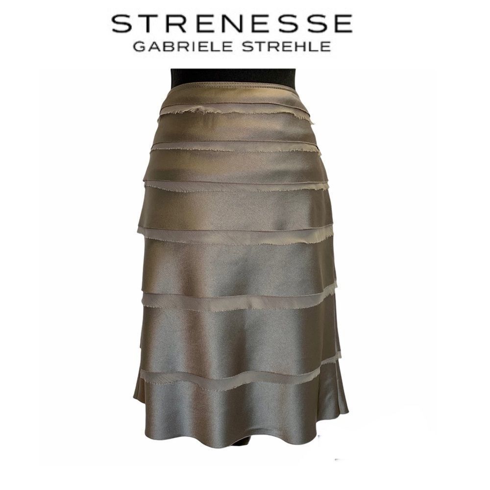 Strenesse Gabriel Strehle Gray Layered Silk Skirt